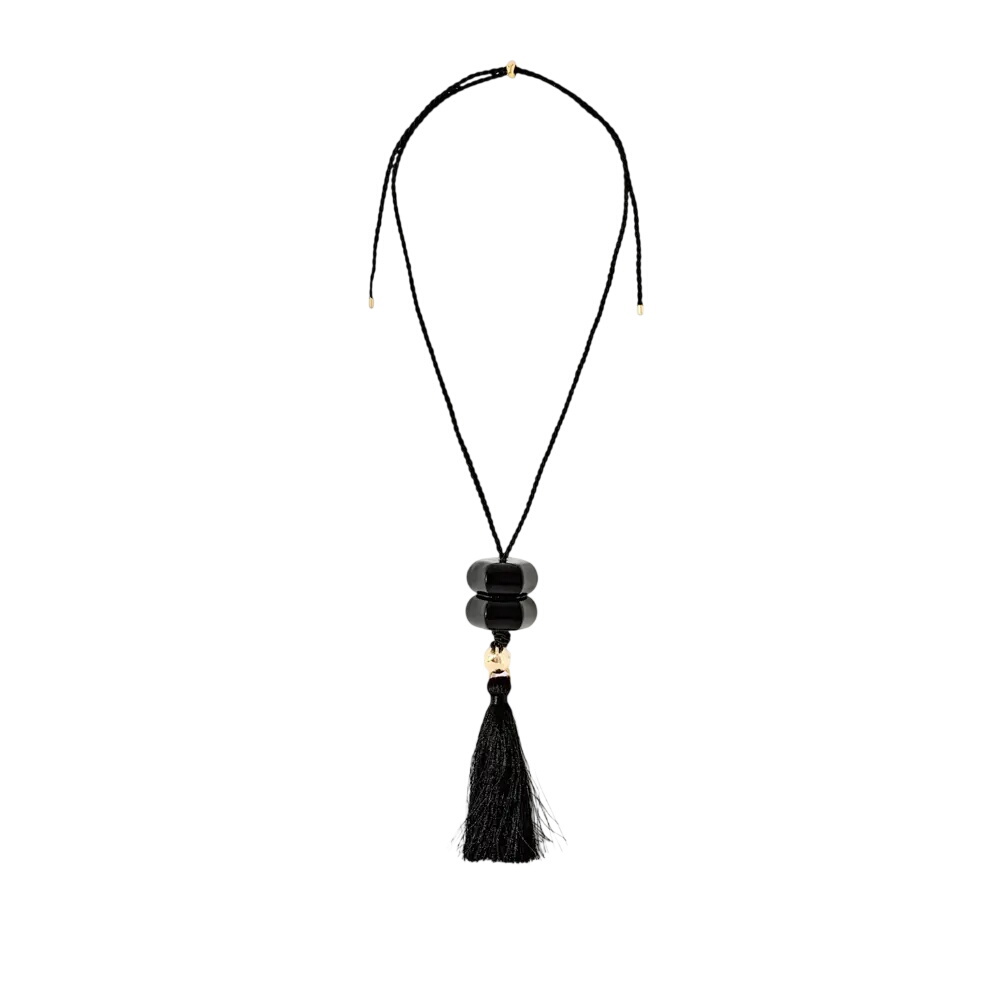 Mint Velvet Black Resin Tassel Pendant Necklace